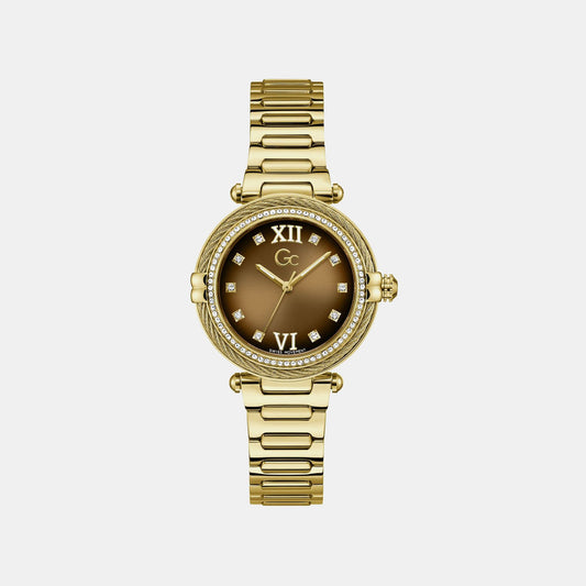 Gc Sportchic Women Quartz Brown Dial Analog Stainless Steel Watch Z52005L4