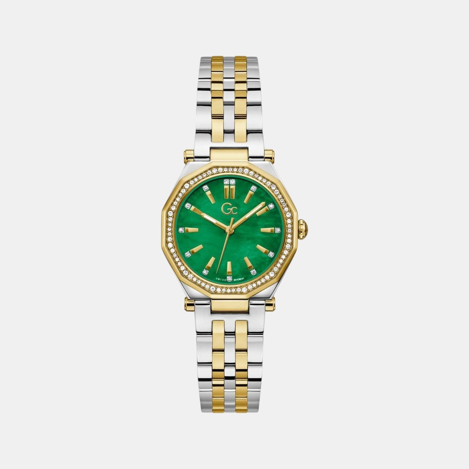 Gc Dress Women Quartz Green Dial Analog Stainless Steel Watch Z55003L9