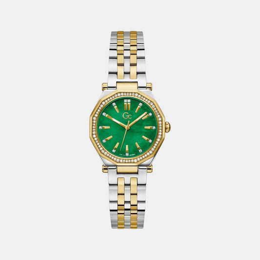 Gc Dress Women Quartz Green Dial Analog Stainless Steel Watch Z55003L9