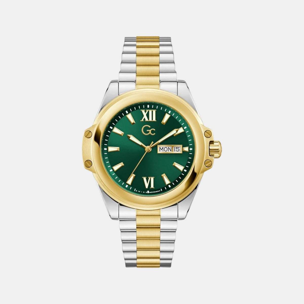 Gc Sportchic Men Quartz Green Dial Analog Stainless Steel Watch Z60002G9