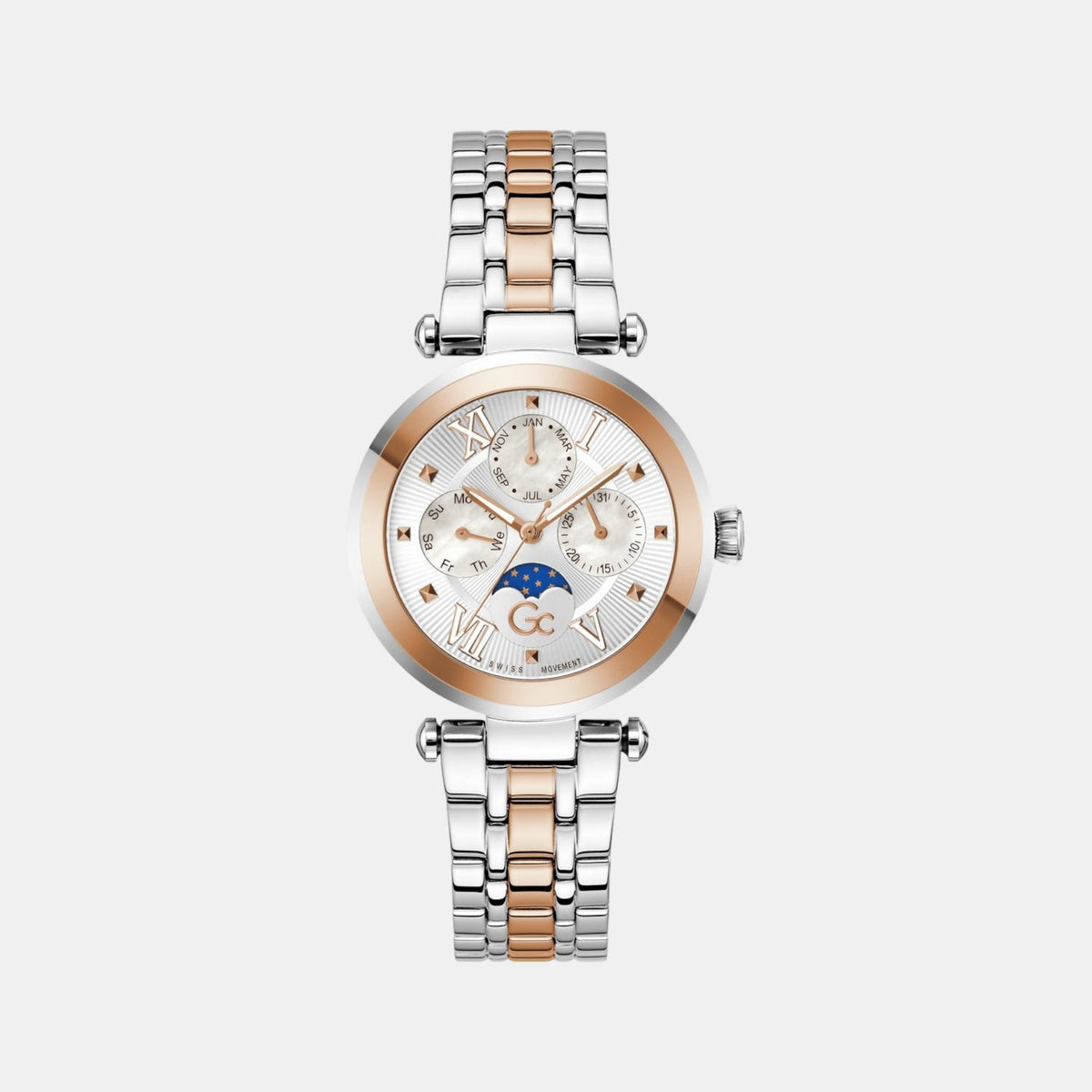 Gc Sportchic Women Quartz White Dial Multi-Function Stainless Steel Watch Z62001L1