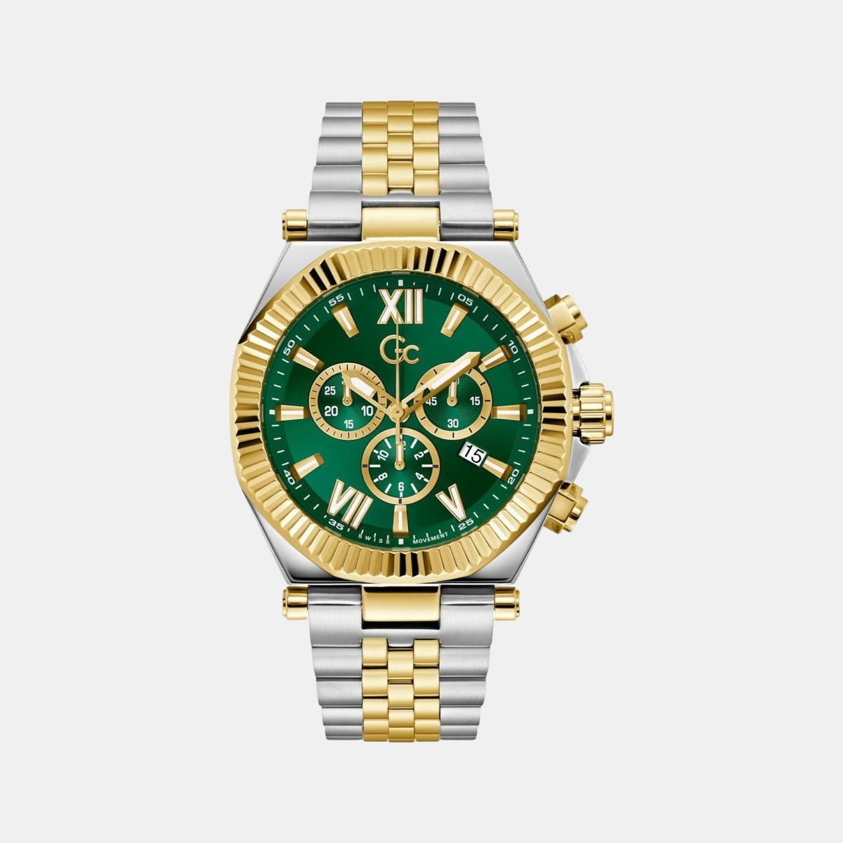 Gc Atlas Men Quartz Green Dial Chronograph Stainless Steel Watch Z66003G9