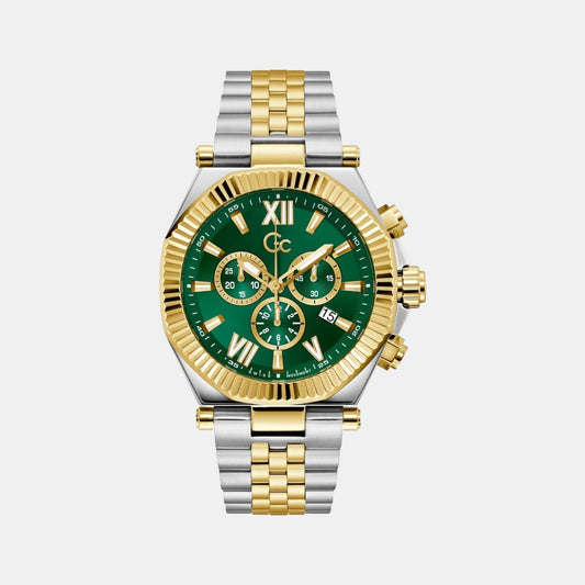 Gc Atlas Men Quartz Green Dial Chronograph Stainless Steel Watch Z66003G9