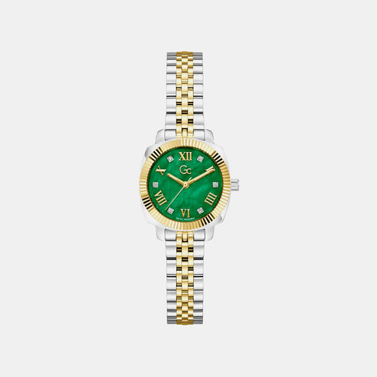 Gc Dress Women Quartz Green Dial Analog Stainless Steel Watch Z73003L9