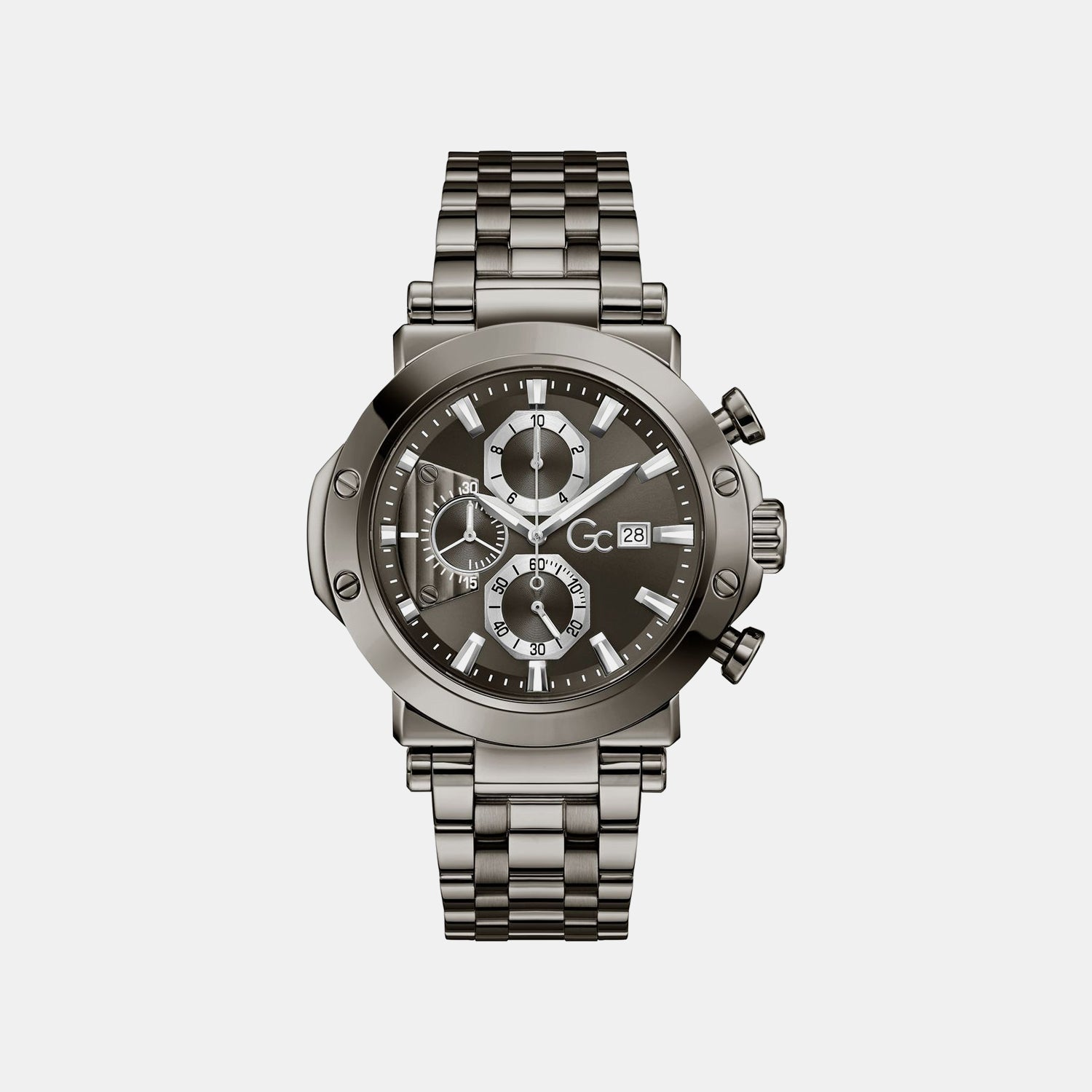 Gc Sportchic Men Quartz Grey Dial Chronograph Stainless Steel Watch Z75001G2