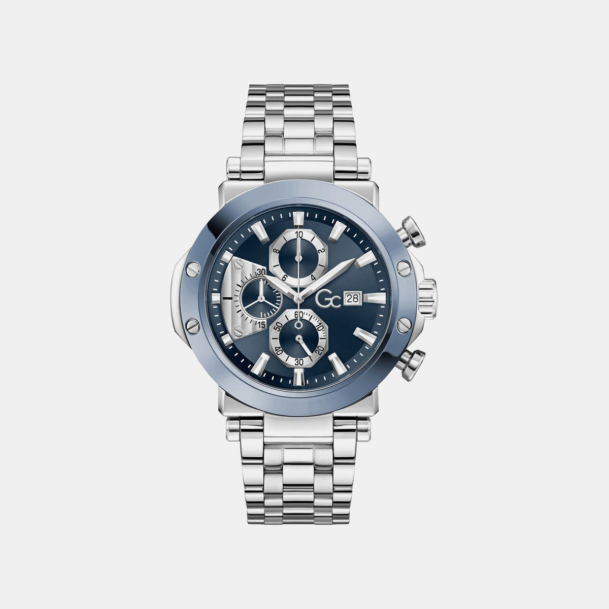 Gc Sportchic Men Quartz Blue Dial Chronograph Stainless Steel Watch Z75002G7