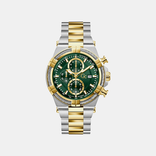Gc Sportchic Men Quartz Green Dial Chronograph Stainless Steel Watch Z76002G9
