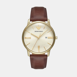 Minimalist Men Quartz Cream Dial Analog Leather Watch AR11610