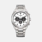 Eco-Drive Men Quartz White Dial Chronograph Stainless Steel Watch CA4590-81A