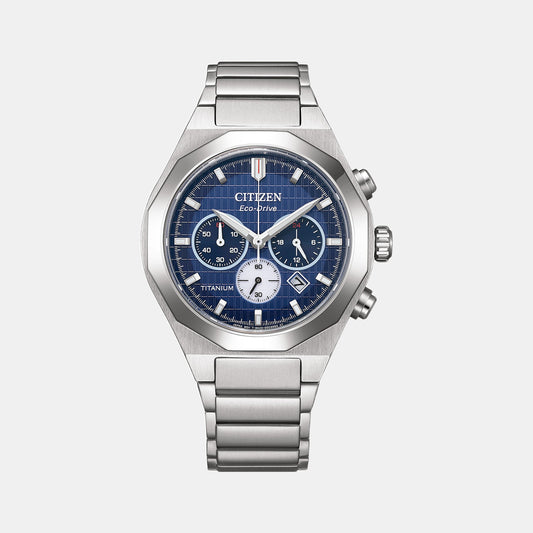 Zenshin Men Quartz Blue Dial Chronograph Titanium Watch CA4691-59L