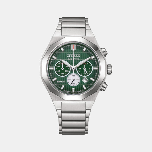Zenshin Men Quartz Green Dial Chronograph Titanium Watch CA4691-59X