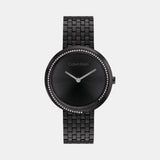 Twisted Bezel Women Quartz Black Dial Analog Stainless Steel Watch 25100039