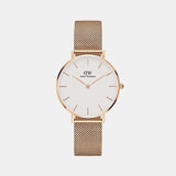 Petite Women Quartz White Dial Analog Mesh Watch DW00100163K
