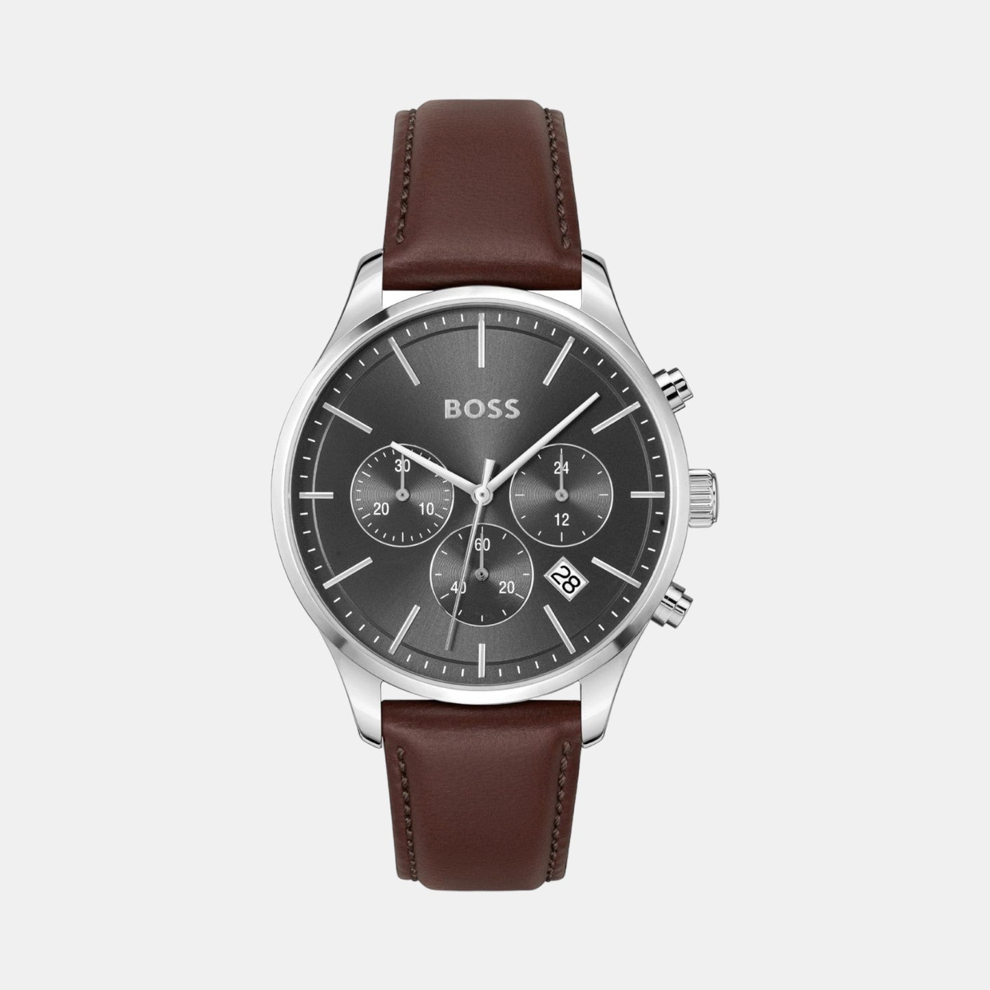 Avery Men Quartz Grey Dial Chronograph Leather Watch 1514155