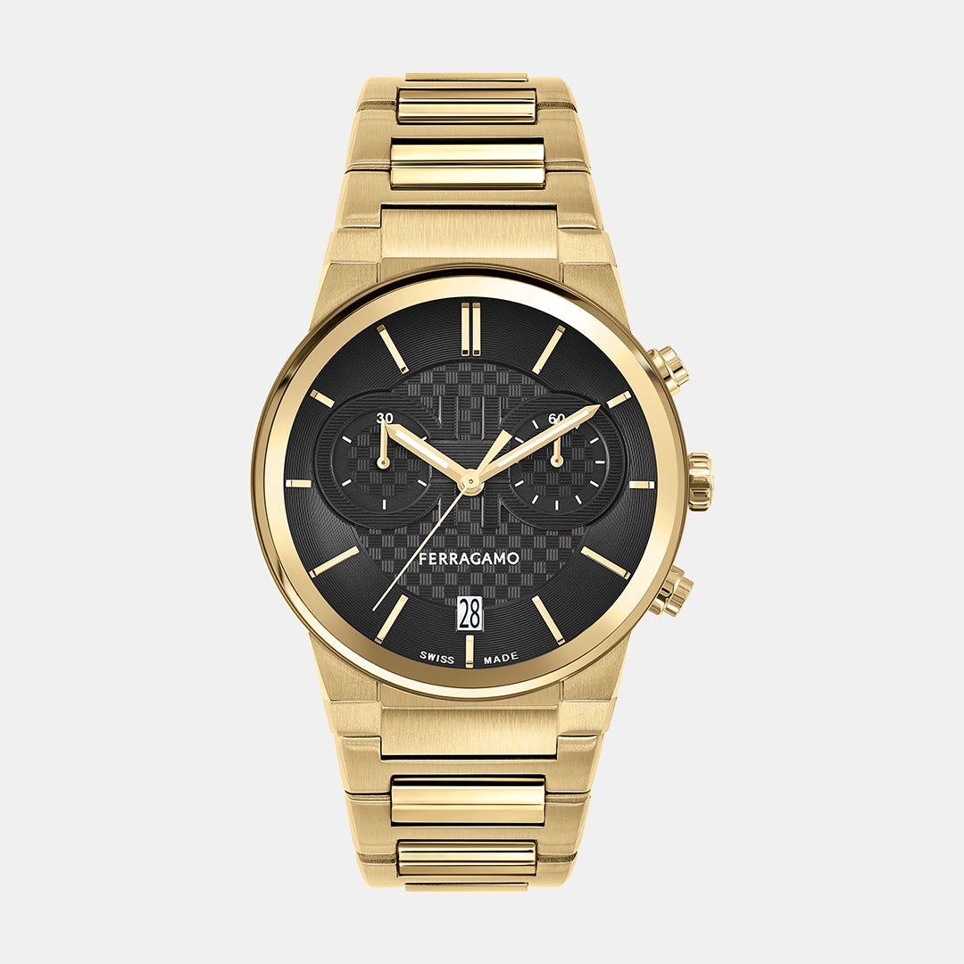 Me-Ferragamo Sapphire Chr Men Quartz Black Dial Chronograph Stainless Steel Watch SFME01323
