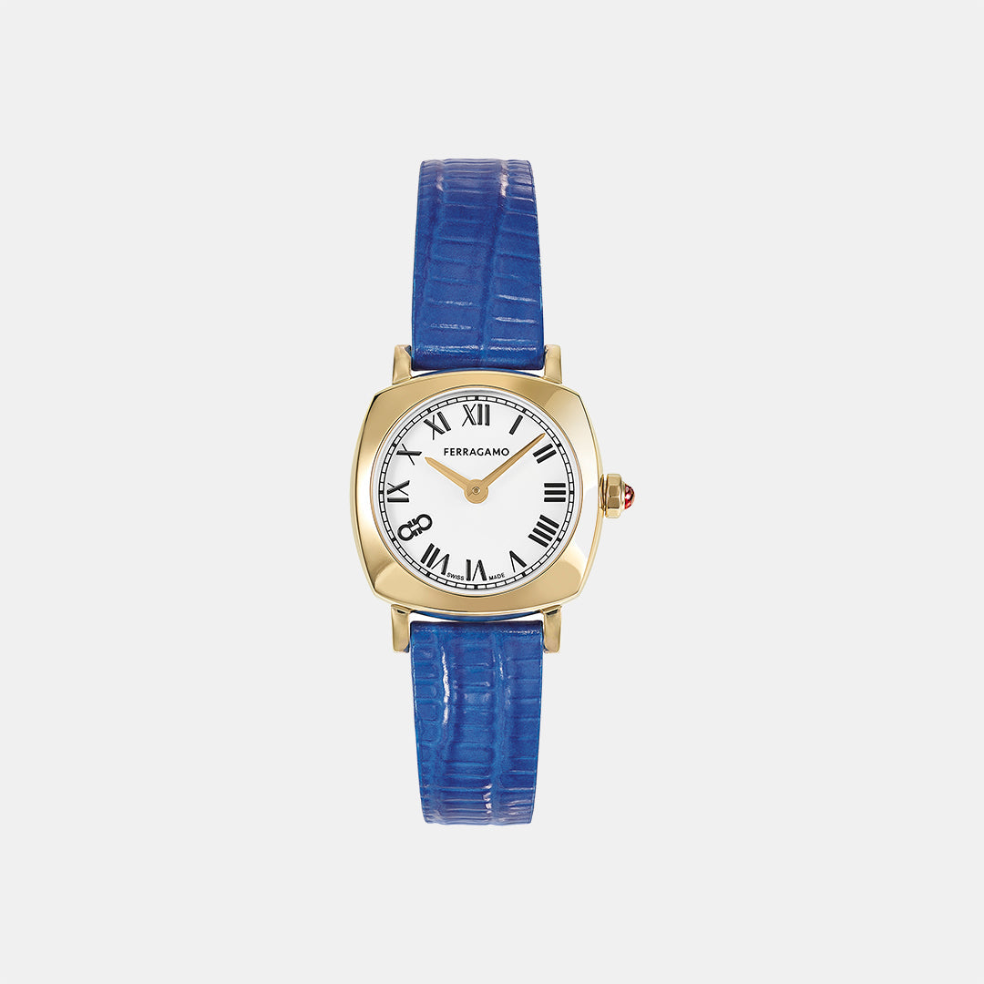 Ku-Soft Square 23Mm-Fw Women Quartz White Dial Analog Leather Watch SFKU00223