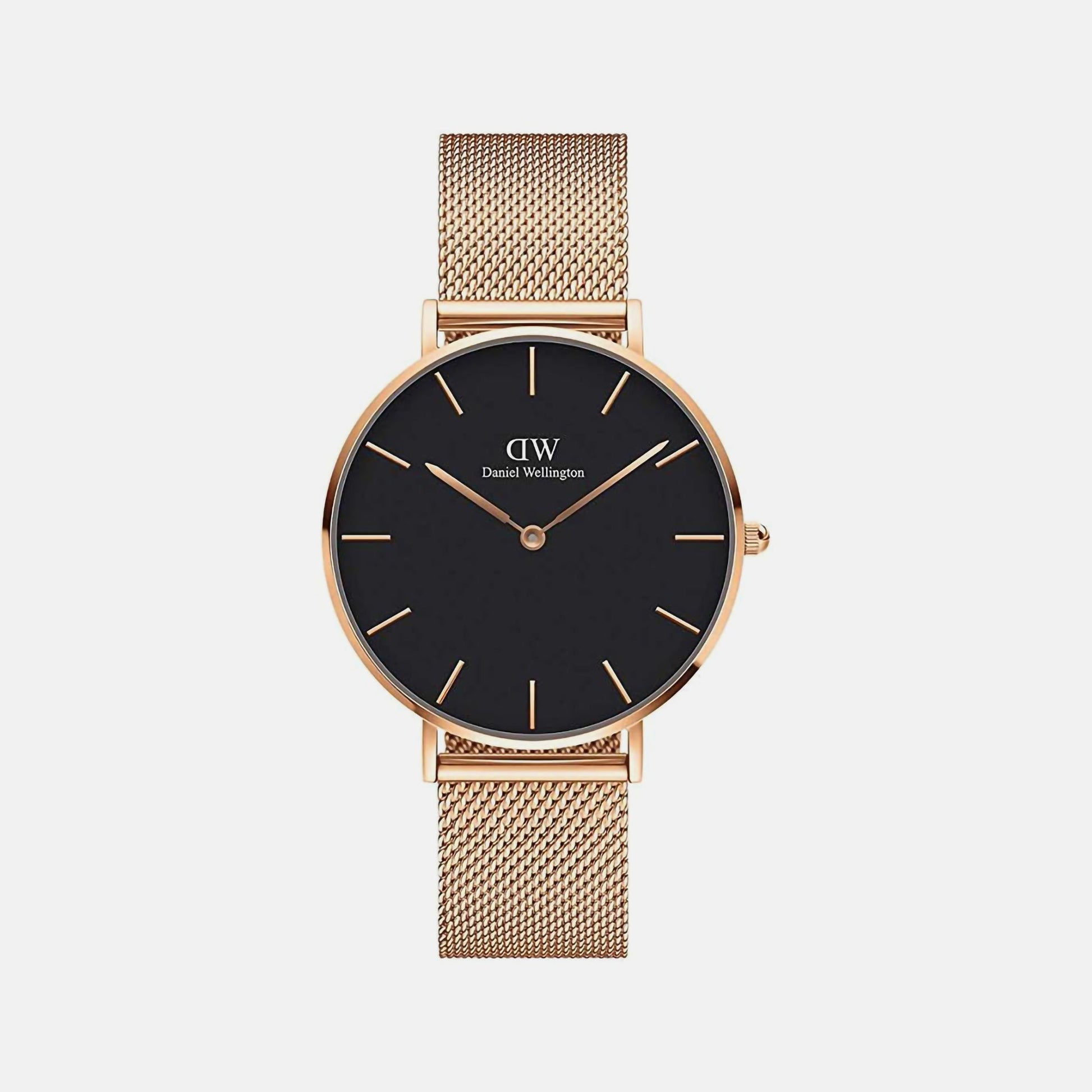 Petite Women Quartz Black Dial Analog Mesh Watch DW00100303K