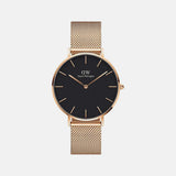 Petite Women Quartz Black Dial Analog Mesh Watch DW00100303K