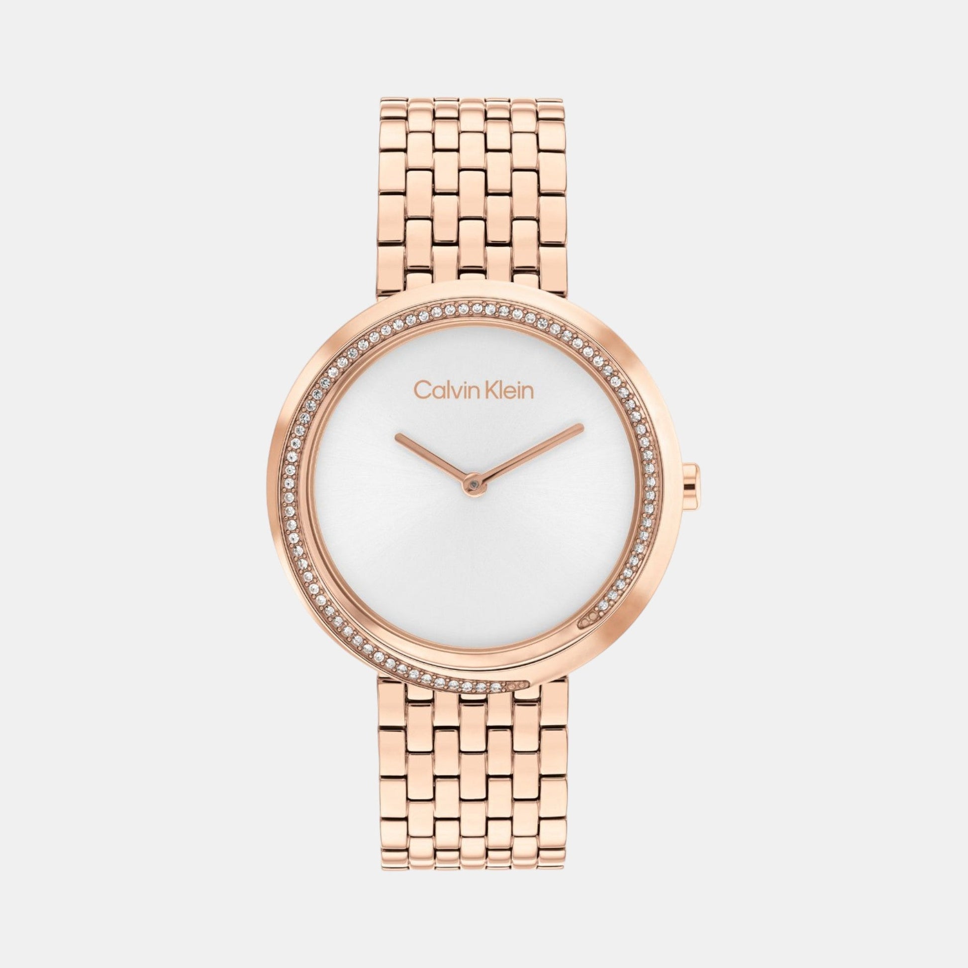 Twisted Bezel Women Quartz Silver Dial Analog Stainless Steel Watch 25100038