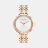 Twisted Bezel Women Quartz Silver Dial Analog Stainless Steel Watch 25100038