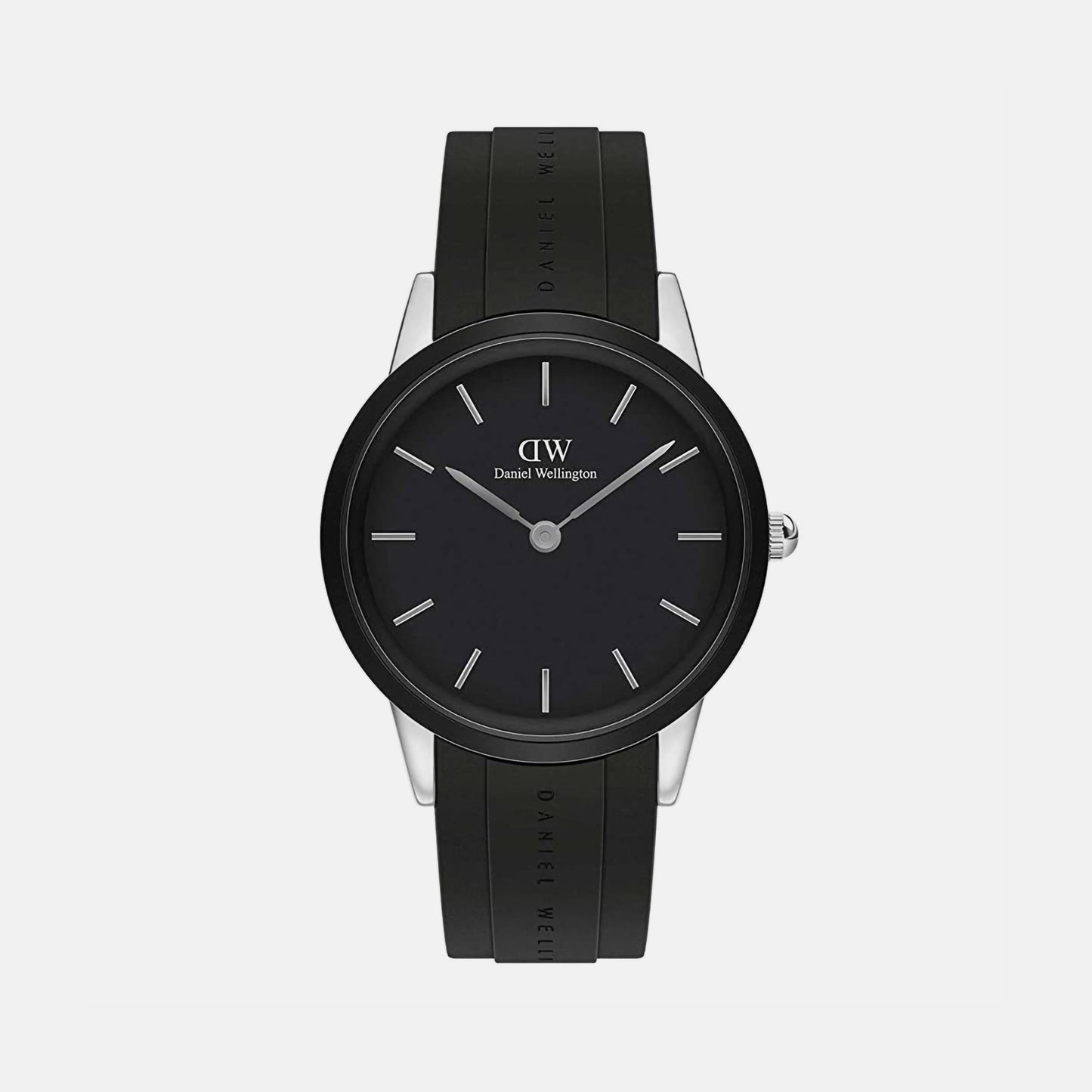 Iconic Men Quartz Black Dial Analog Silicone Watch DW00100436K