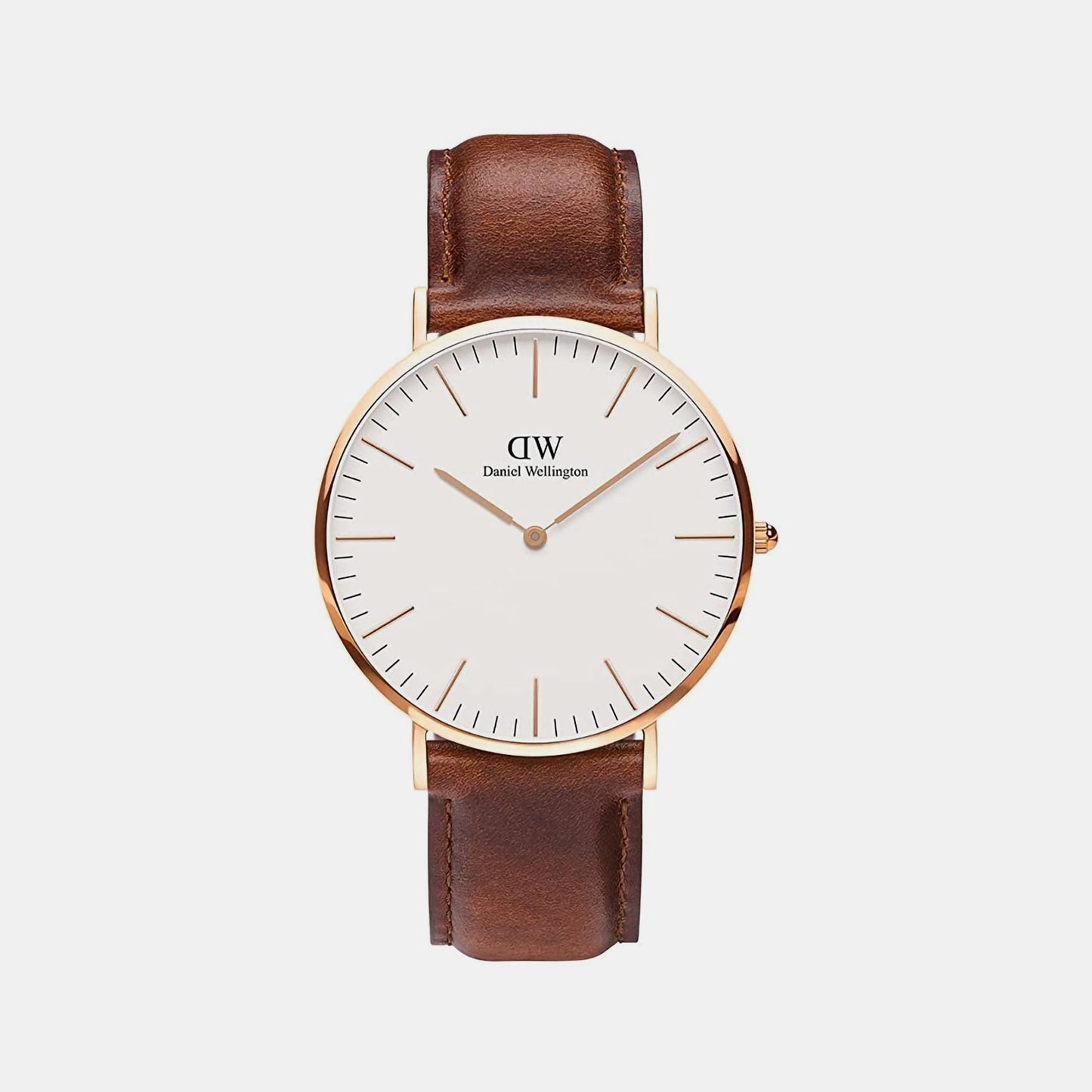Classic Men Quartz White Dial Analog Leather Watch DW00100006K