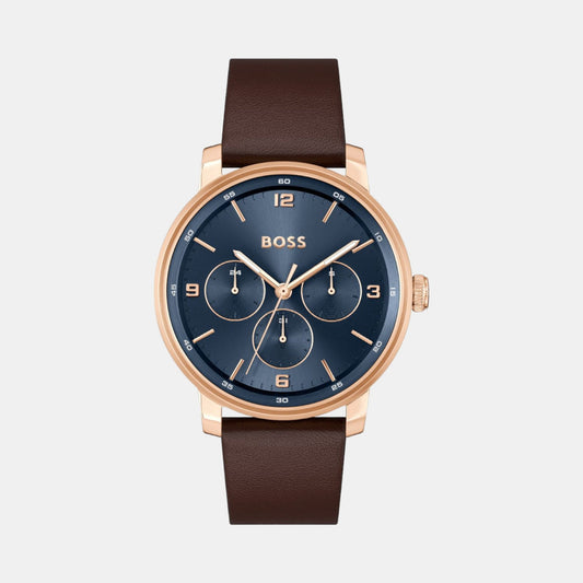 Contender Men Quartz Blue Dial Multi-Function Leather Watch 1514126