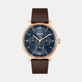 Contender Men Quartz Blue Dial Multi-Function Leather Watch 1514126