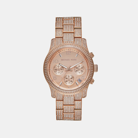 Runway Women Quartz Rose Gold Dial Chronograph Stainless Steel Watch MK7481