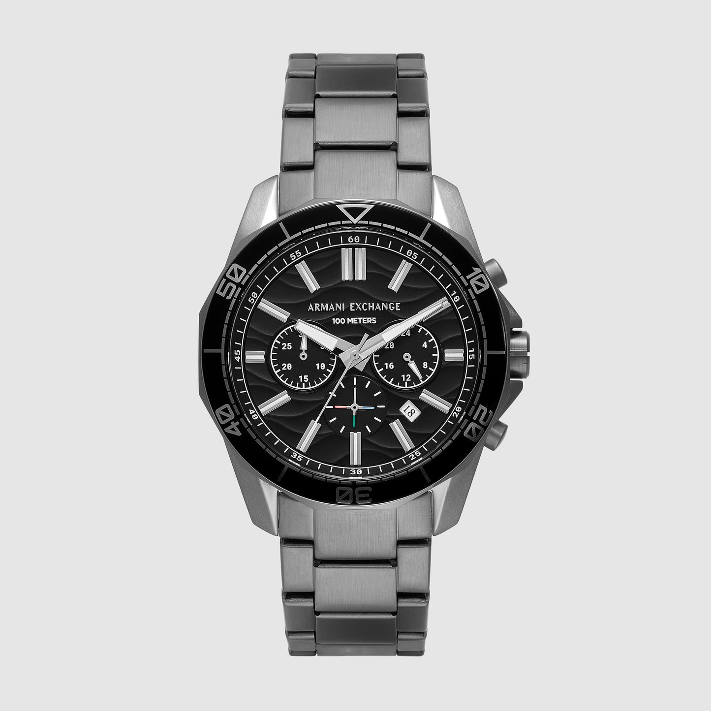 Spencer Men Quartz Black Dial Chronograph Stainless Steel Watch AX1959