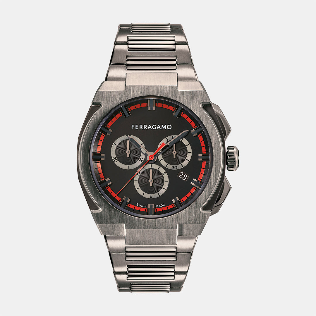K2-Supreme Chrono 43Mm-Fw Men Quartz Black Dial Chronograph Stainless Steel Watch SFK200423