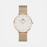 Petite Women Quartz White Dial Analog Mesh Watch DW00100305K