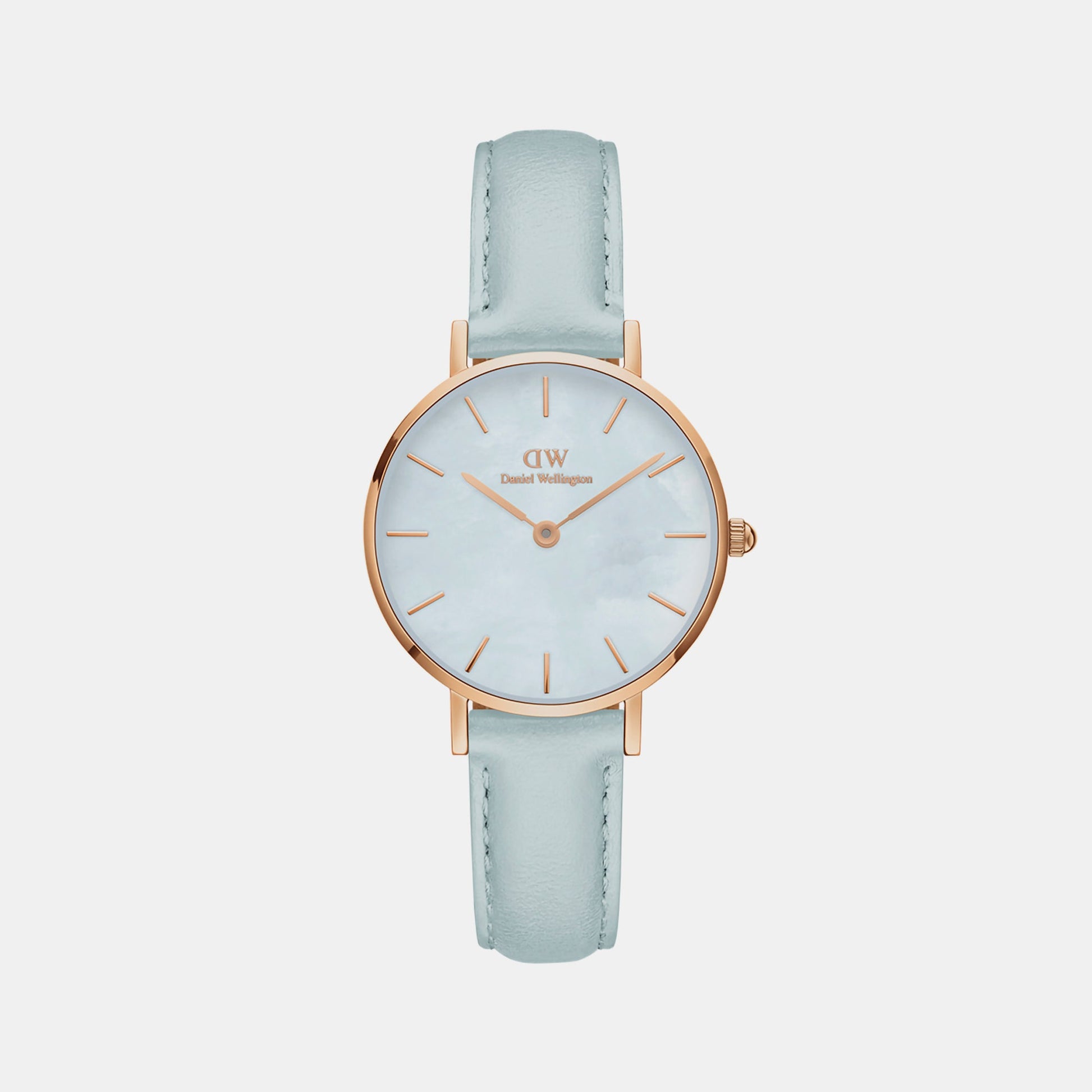 Petite Women Quartz Blue Dial Analog Leather Watch DW00100635K