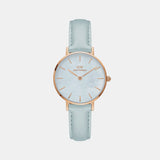 Petite Women Quartz Blue Dial Analog Leather Watch DW00100635K
