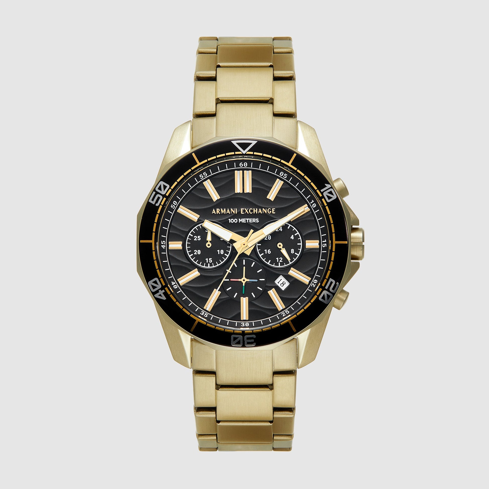 Spencer Men Quartz Black Dial Chronograph Stainless Steel Watch AX1958