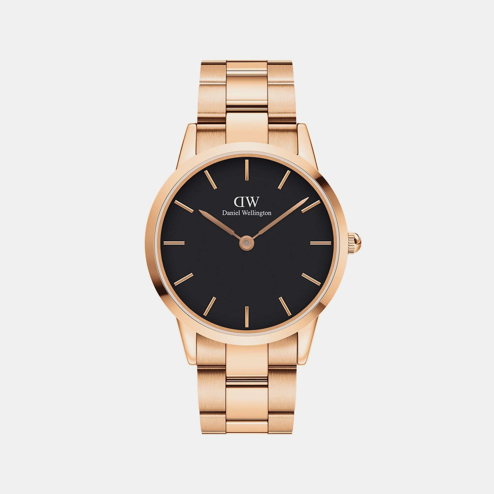 Iconic Men Quartz Black Dial Analog Stainless Steel Watch DW00100344K
