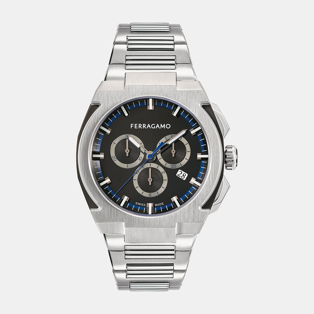 K2-Supreme Chrono 43Mm-Fw Men Quartz Black Dial Chronograph Stainless Steel Watch SFK200223