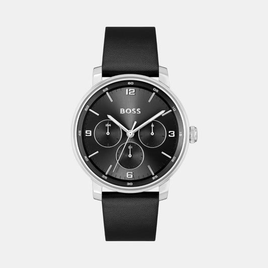 Contender Men Quartz Black Dial Multi-Function Leather Watch 1514125