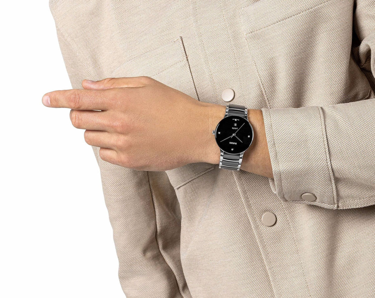 Rado Centrix Quartz Unisex Watches in Round case & Black Dial R30021712