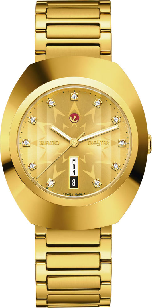 Rado DiaStar Original Automatic Unisex Watches in Oval case & Yellow Dial R12161663