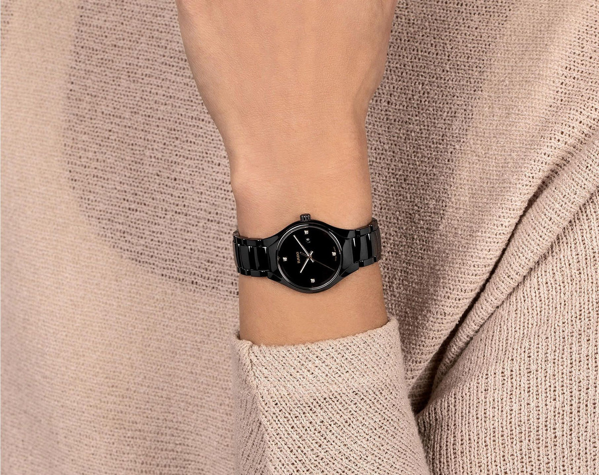 Rado True Round Quartz Women Watches in Round case & Black Dial R27059712