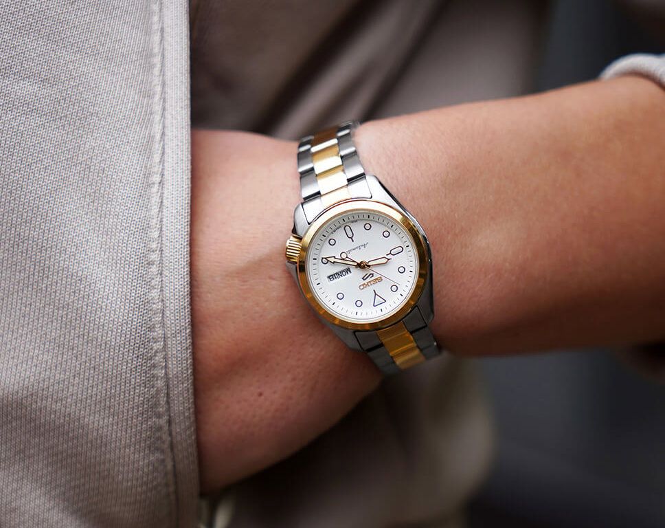 Seiko 5 Sports Automatic Women Watches in Round case & White Dial SRE004K1