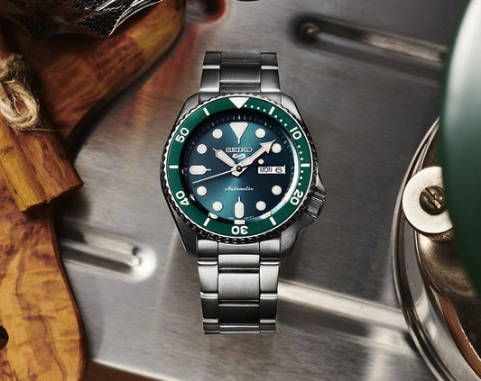 Seiko 5 Sports Automatic Men Watches in Round case & Green Dial SRPD63K1