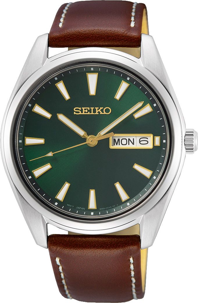 Seiko Dress Quartz Men Watches in Round case & Green Dial SUR449P1