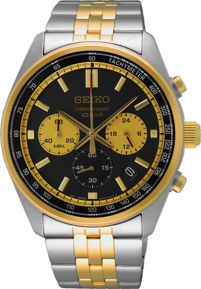 Seiko Dress Quartz Men Watches in Round case & Black Dial SSB430P1