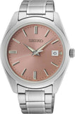 Seiko Dress Quartz Men Watches in Round case & Salmon Dial SUR523P1