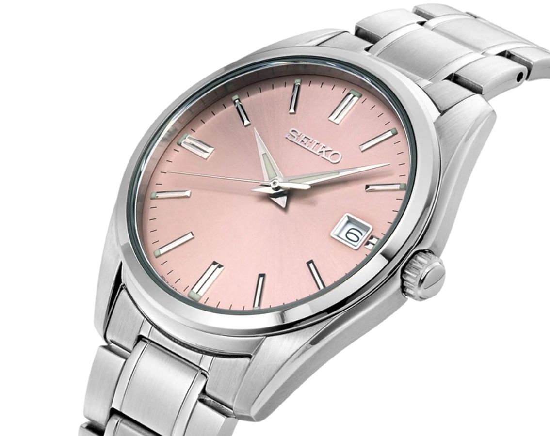 Seiko Dress Quartz Men Watches in Round case & Salmon Dial SUR523P1