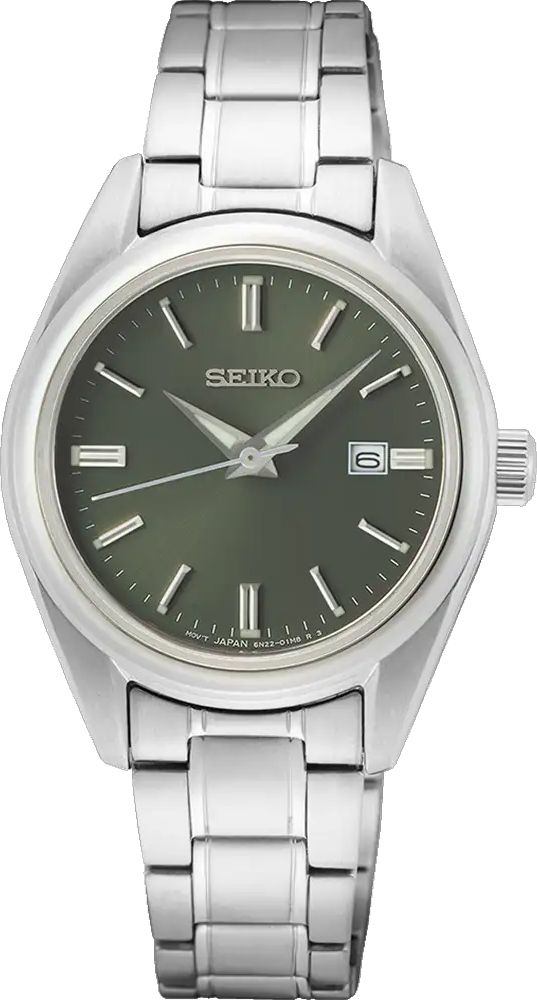 Seiko Dress Quartz Women Watches in Round case & Green Dial SUR533P1