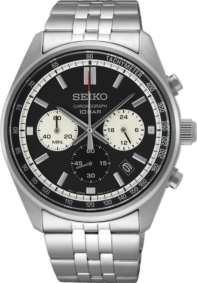 Seiko Dress Quartz Men Watches in Round case & Black Dial SSB429P1