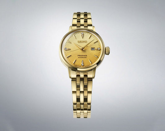 Seiko Presage Automatic Women Watches in Round case & Gold Dial SRE018J1